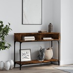 Clayre & Eef Sidetable 88x43x79 Cm Bruin Ijzer Hout Rechthoek Wandtafel Haltafel Console Tafel Bruin Wandtafel Haltafel