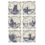 Terre d'Azur Friesland wandtegel met decor 13x13cm ivoor - 6 stuks