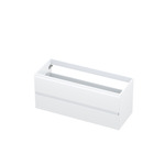 Mondiaz Alan DLux badmeubel 120cm army 2 lades met wastafel frappe links 1 kraangat