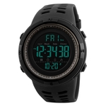 Sanda 6025 Dual Time Digital Display Lichtgevende Kalender Waterdicht Multifunctioneel Mannen Sport Quartz horloge (zwart blauw)