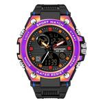 SANDA nieuwe waterdichte lichtgevende kunststof multi functionele horloge mannen outdoor sport LED elektronische horloge (goud)