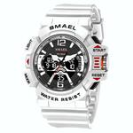 FNGEEN 2166 Mannen Drie-ogen Holle Quartz Horloge Student Sport Elektronisch Horloge (Tussen Goud Wit Oppervlak)