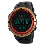 Sanda 6025 Dual Time Digital Display Lichtgevende Kalender Waterdicht Multifunctioneel Mannen Sport Quartz horloge (zwart goud)