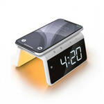 Digitale Wekker Met Draadloze Oplader - LED Nachtlamp - Alarmklok met 2 alarmen (HCG018QI-W)