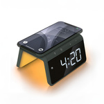 Caliber Jupiter Digitale Wekker met Draadloze Oplader - Dual Alarmklok met Wake Up Light - Midnight Green