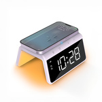 Wekkerradio met Wake Up Light en FM Radio - Netstroom - Digitale Wekker met USB Oplader - Zwart (HCG101)