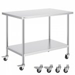 Manuflex AU5761.9006 Compleet werktafel reden universele standaard met melamine schijf, bxdxh = 2000 x 800 x 760-870 mm Aluminium-zilver