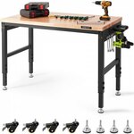 Manuflex AU7364.5012 Werktafel universele speciale mobiel met staalbeslag schijf, bxdxh = 1500 x 1000 x 752-972 mm Lichtblauw (RAL 5012)