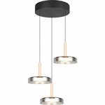 LED Hanglamp - Hangverlichting - Trion Lester - 22.5W - 3-lichts - Warm Wit 3000K - Dimbaar - Rond - Mat Zwart - Metaal