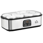 HOMCOM yoghurtmaker, digitaal display, 8 glazen potten van 180 ml, instelbare temperatuur en tijd, BPA-vrij, eenvoudig in gebruik | Aosom.nl