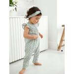 Bedrukt setje pakje + hoofdband baby meisje zeegroen met print