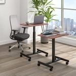 Elektrisch verstelbaar bureau Robson eik - Hoek zit-sta frame wit