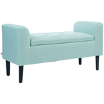 HOMCOM zitbank met opbergruimte, stijlvol en multifunctioneel, belastbaar tot 130 kg, linnenlook, rubberhout, 116 x 44 x 58 cm, groen | Aosom.nl