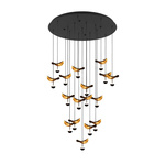 LED Hanglamp - Hangverlichting - Trion Trula - 29W - Warm Wit 3000K - Dimbaar - Rond - Mat Zwart - Aluminium