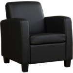 Leren fauteuil press special 26 zwart, zwart leer, zwarte stoel