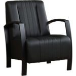 Leren fauteuil press 178 zwart, zwart leer, zwarte stoel