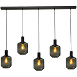 Masterlight 6-lichts hanglamp - zwart - Porto met Nicolette clear glazen 2711-05-05-130-25612