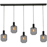 Masterlight 6-lichts hanglamp - zwart - Porto met Blossom clear glazen 2711-05-05-130-25-67